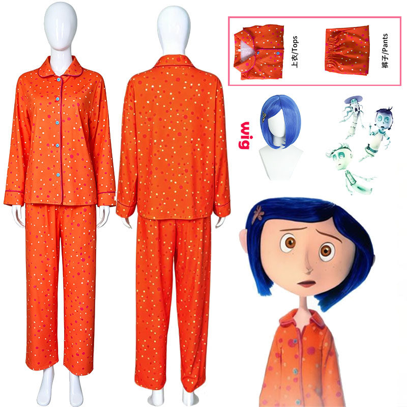 Cosplay Anime Top - Movie Coraline Cosplay Pajamas Costume Orange