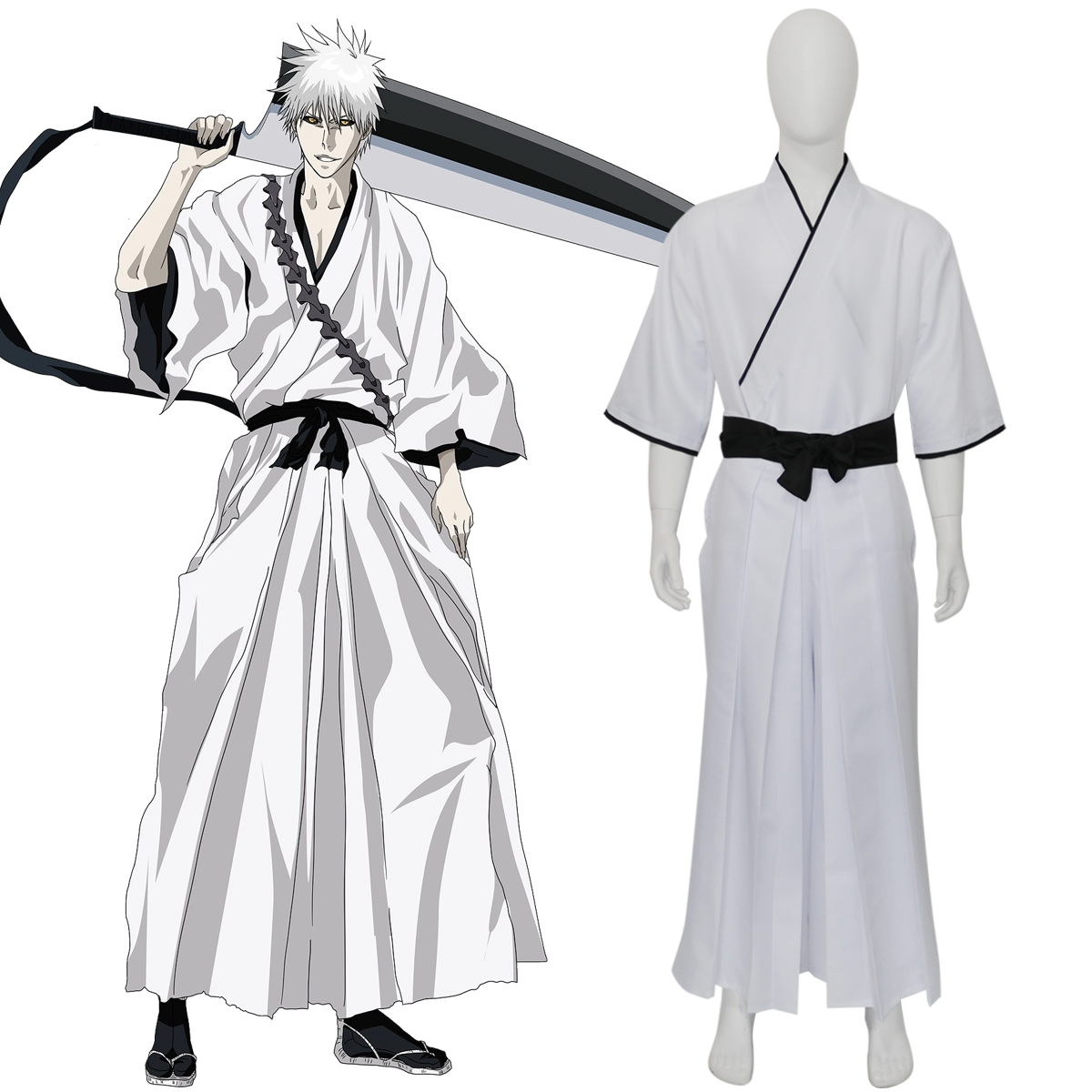 Anime Cosplay Bleach - Bleach Zangetsu Hollow Ichigo White Ichigo