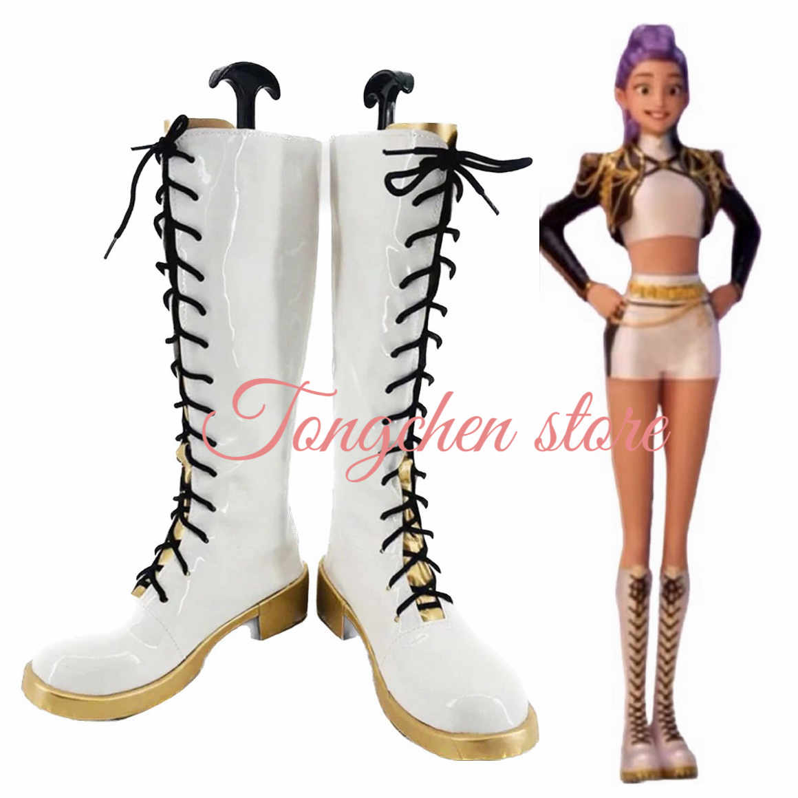 Anime Zoey Cosplay - Zoey Mira Rumi Boots Black Golden