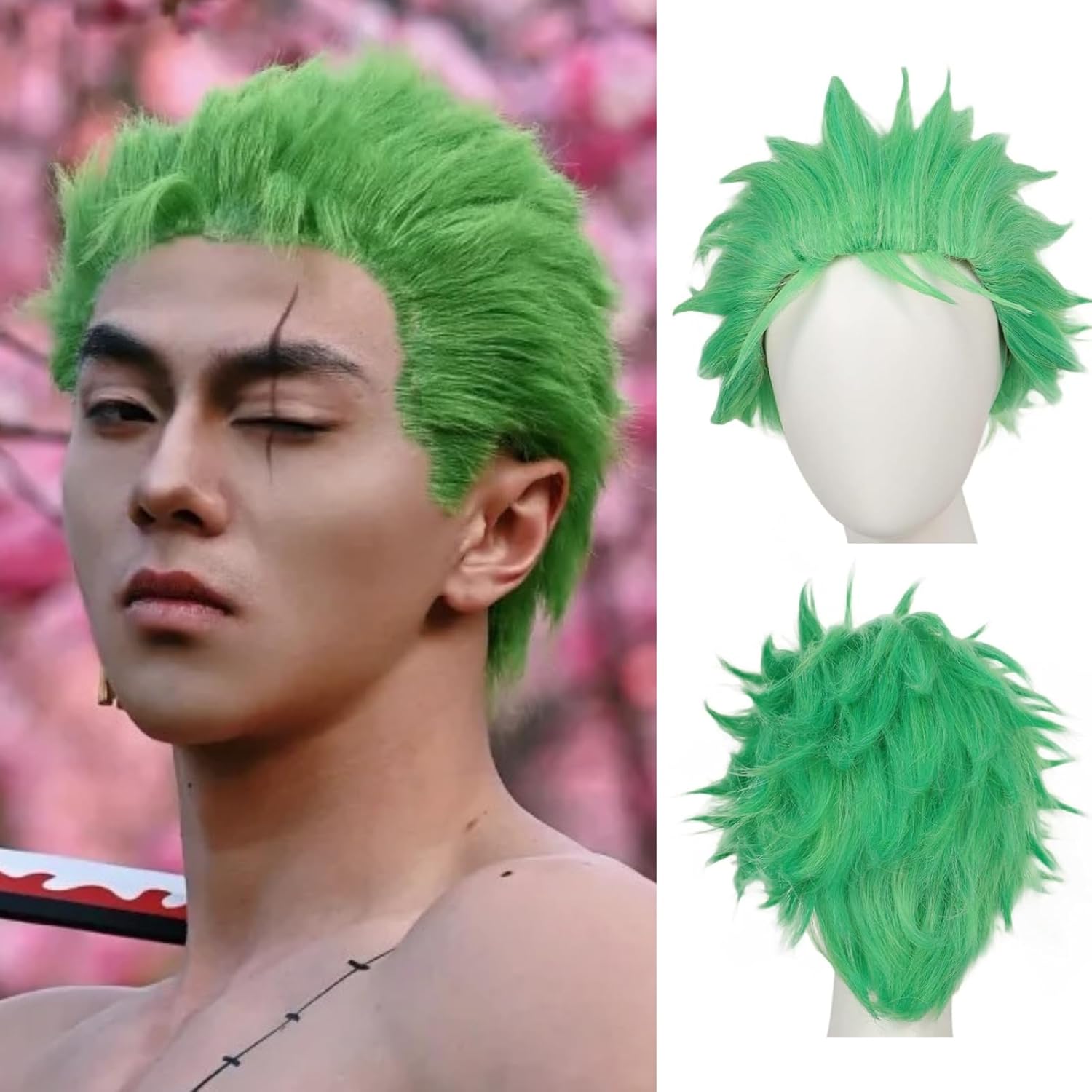Short Green Wigs for Men Light - Cosplay Anime Zoro incelemesi ve fiyatı