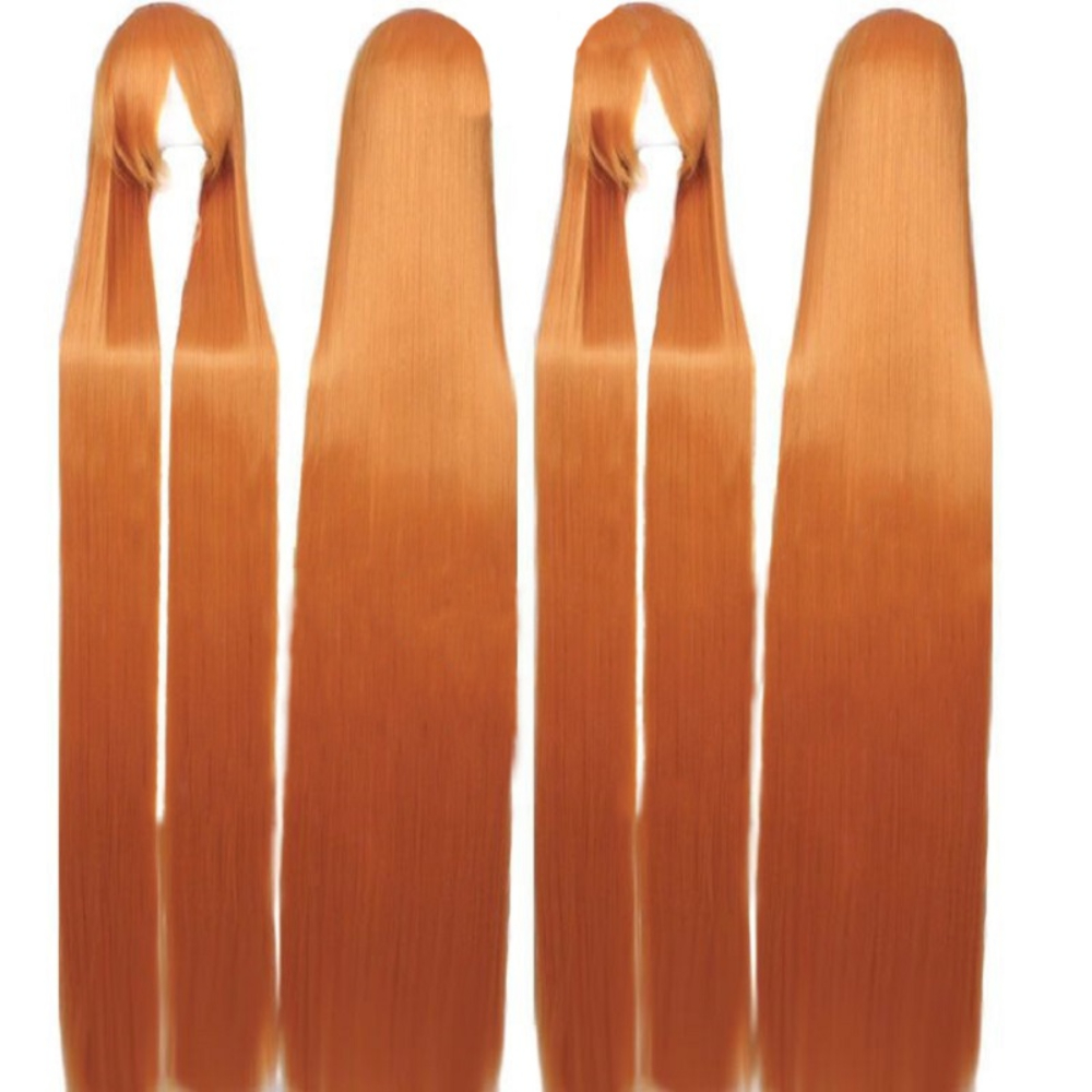 150CM Long Orange Straight Wig - Anime Cosplay Orange Hair incelemesi ve fiyatı