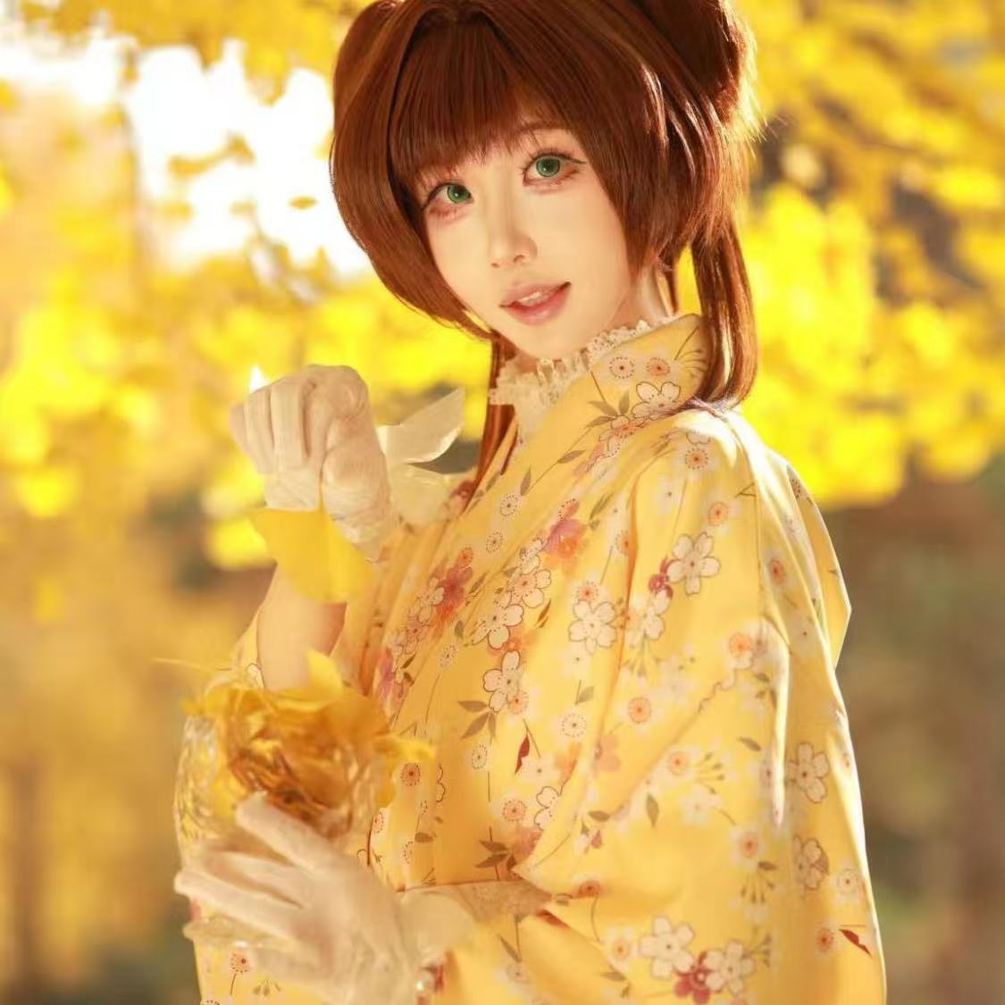 Cute Yellow Kimono Girls Japan - Asian Cosplay Anime incelemesi ve fiyatı